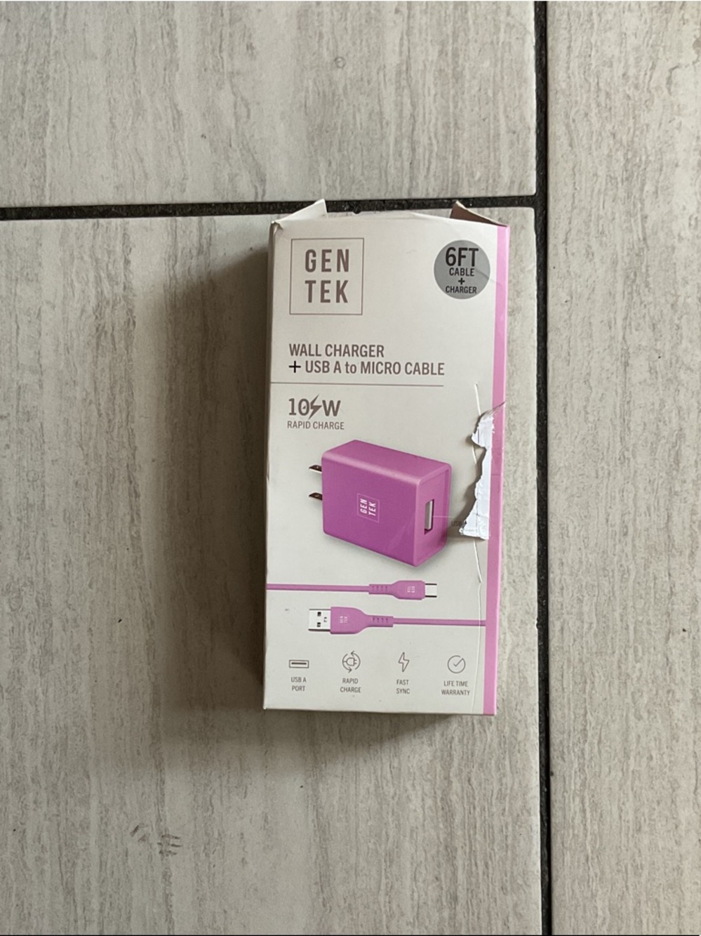 Purple 10W Wall Charger with USB-A to Micro Cable